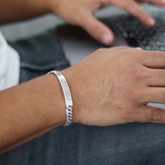 IBB Personalised Sterling Silver ID Curb Chain Bracelet, Silver at John  Lewis & Partners