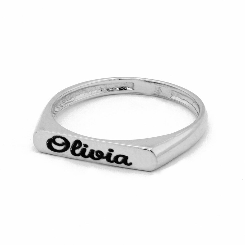 Stackable Name Ring 14 Karat Gold custom personalized engraved name Ring Personalized gift
