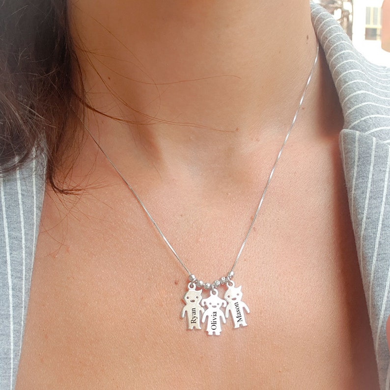 Personalized Boy and Girl Charms Necklace Silver or Gold plated