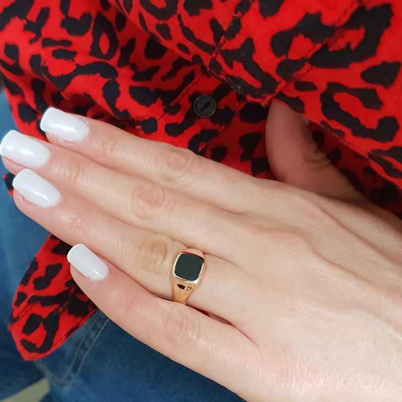 Square Black Onyx Ring Gold Plated Ring Men S Ring Etsy