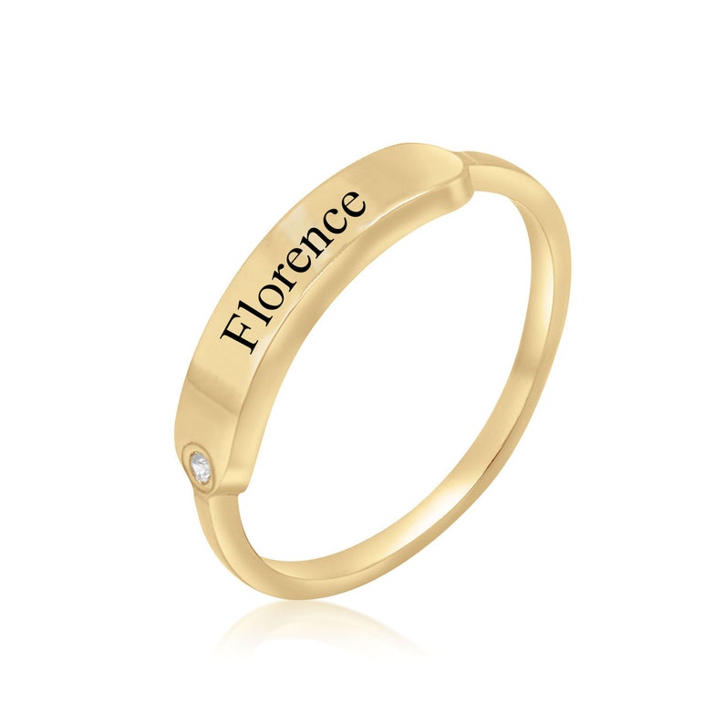 Personalized Name Ring Gold plated or Sterling Silver Cubic Zirconia CZ