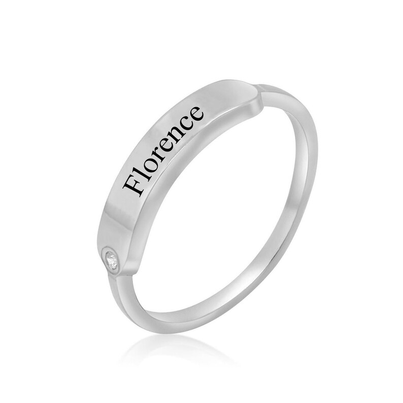 Personalized Name Ring Gold plated or Sterling Silver Cubic Zirconia CZ