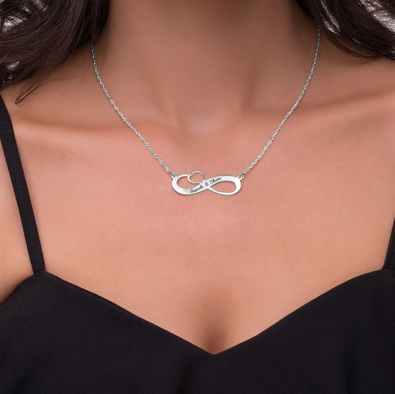 Infinity personalized Heart Name Necklace 18k Gold plated or 925 Sterling Silver personalized gift Necklace custom personalized engraved