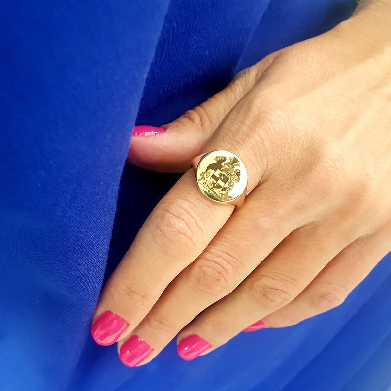 stainless steel family crest ring