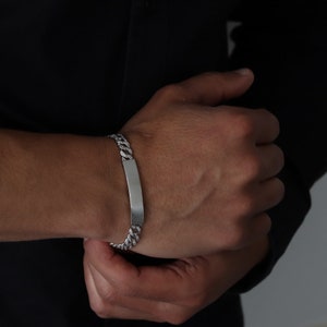 Pulsera personalizada de identificación de enlace de acera, pulsera de nombre personalizado, pulsera de circonio cúbico, pulsera de hombre gourmet personalizada, pulsera de nombre personalizado