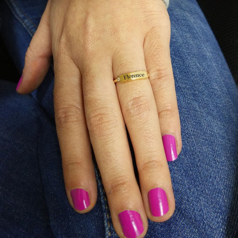 Personalized Name Ring Gold plated or Sterling Silver Cubic Zirconia CZ