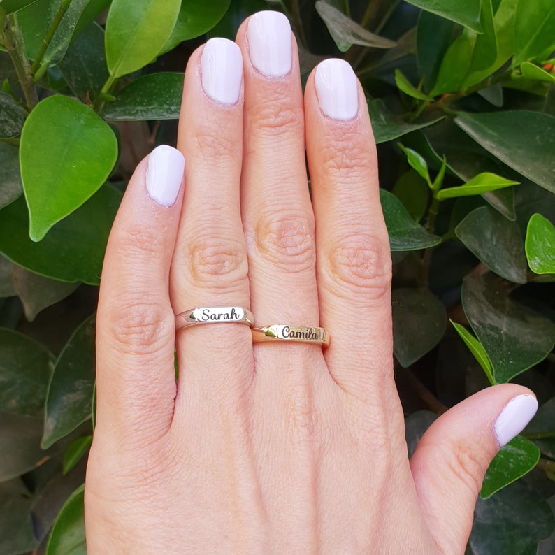 Stackable Name Ring 14 Karat Gold custom personalized engraved name Ring Personalized gift