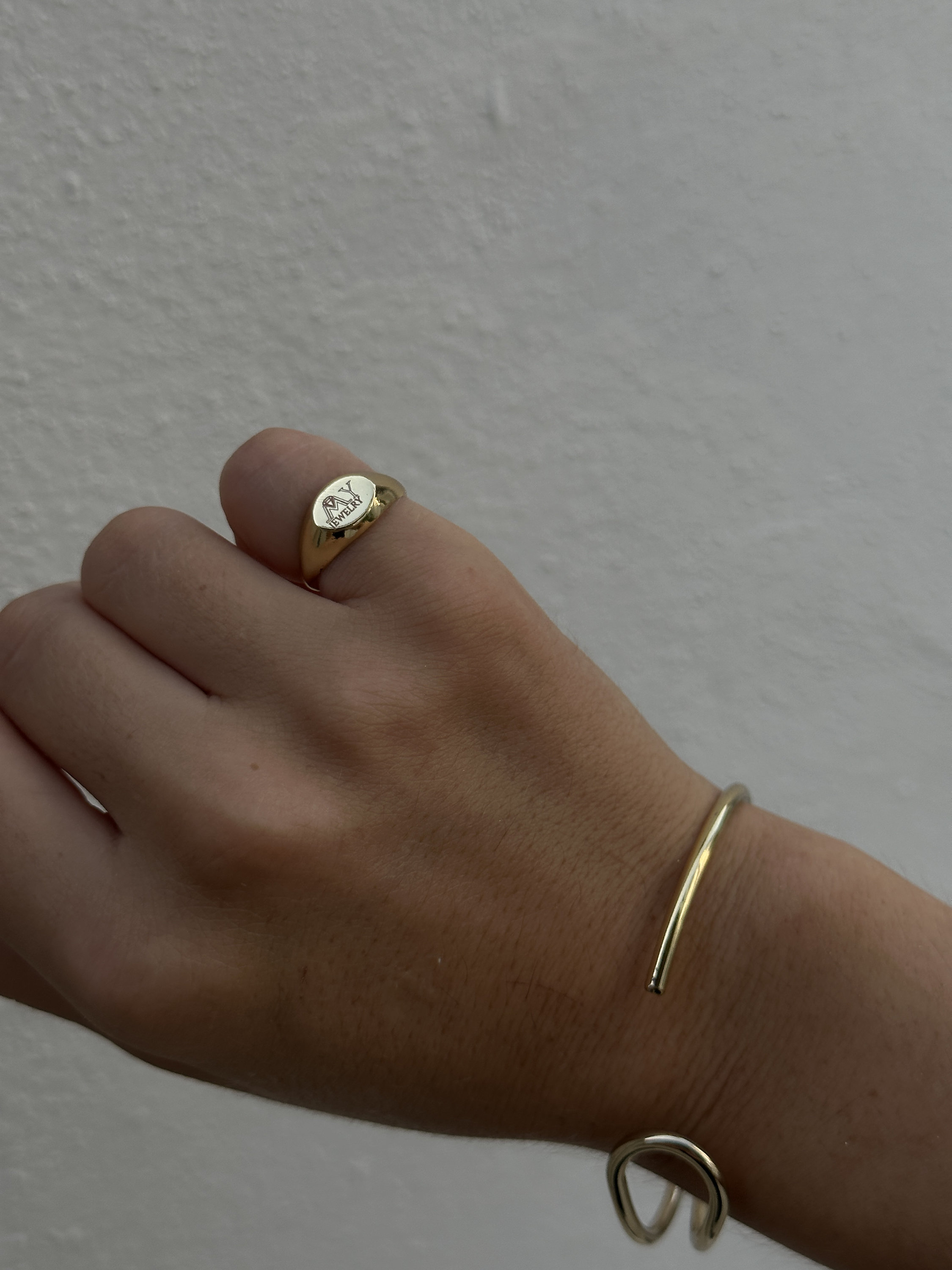 Personalized Oval Pinky Ring Silver or Gold Plated