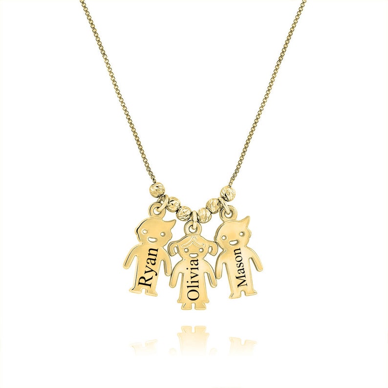 Personalized Boy and Girl Charms Necklace Silver or Gold plated