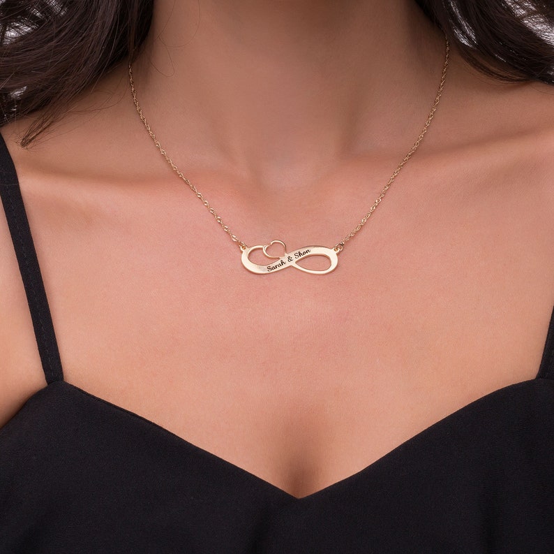 Infinity personalized Heart Name Necklace 18k Gold plated or 925 Sterling Silver personalized gift Necklace custom personalized engraved