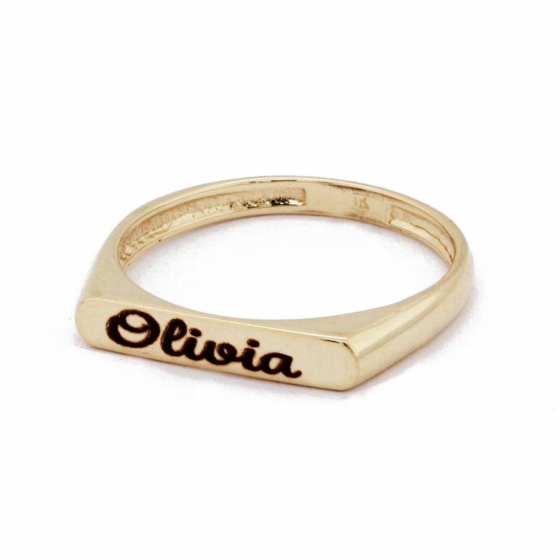 Stackable Name Ring 14 Karat Gold custom personalized engraved name Ring Personalized gift