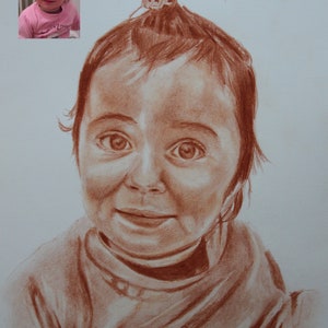 Ritratto Portrait su commissione da foto 24x33 (1-2 Persone 1-2 People), sanguigna su carta  SANGUIGNA ON PAPER