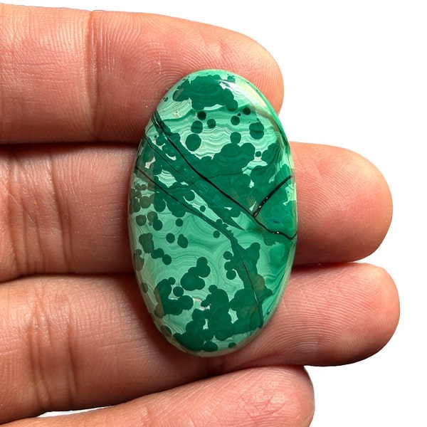 52.30 Cts Natural Congo Malachite Cabochon Loose Gemstone 37x22x5 MM