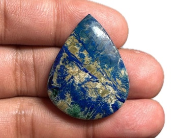 Azurite Cabochon Gemstone from Congo Natural 34x26x7 MM, 55.20 Cts