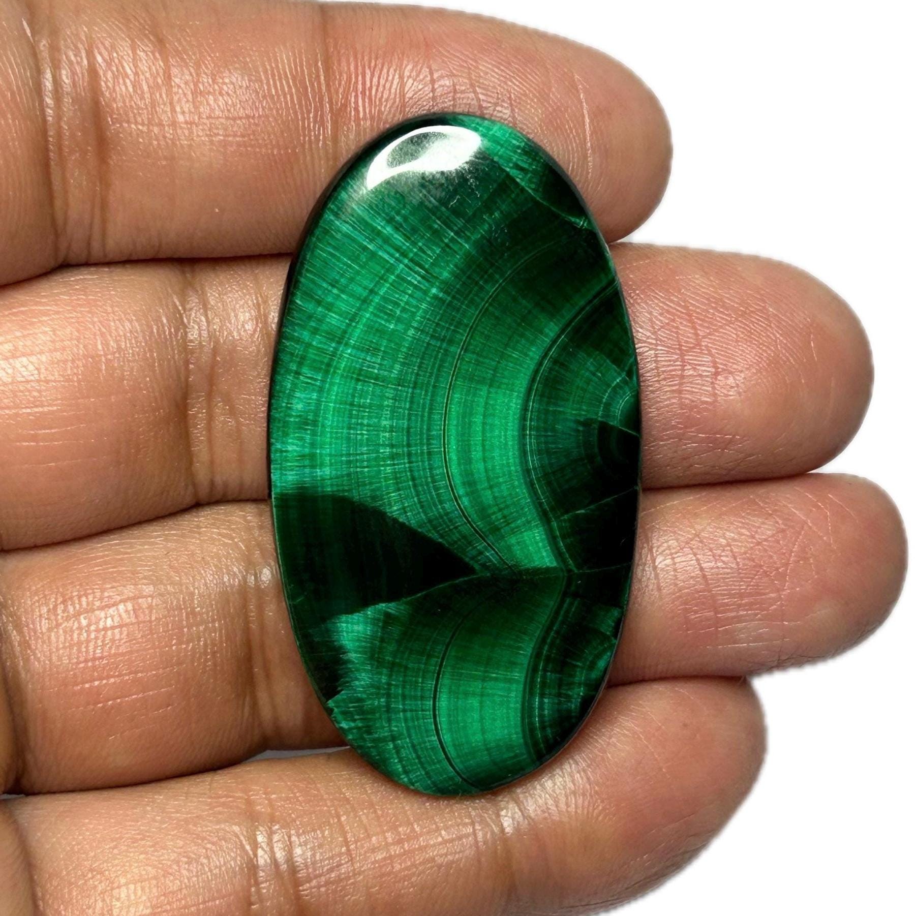 コンゴ産ベルベットマラカイトカボション宝石 天然 47x25x4 MM、66.95