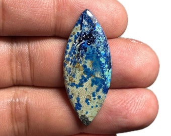 Azurite Cabochon Gemstone from Congo Natural 38x16x4 MM, 18.50 Cts