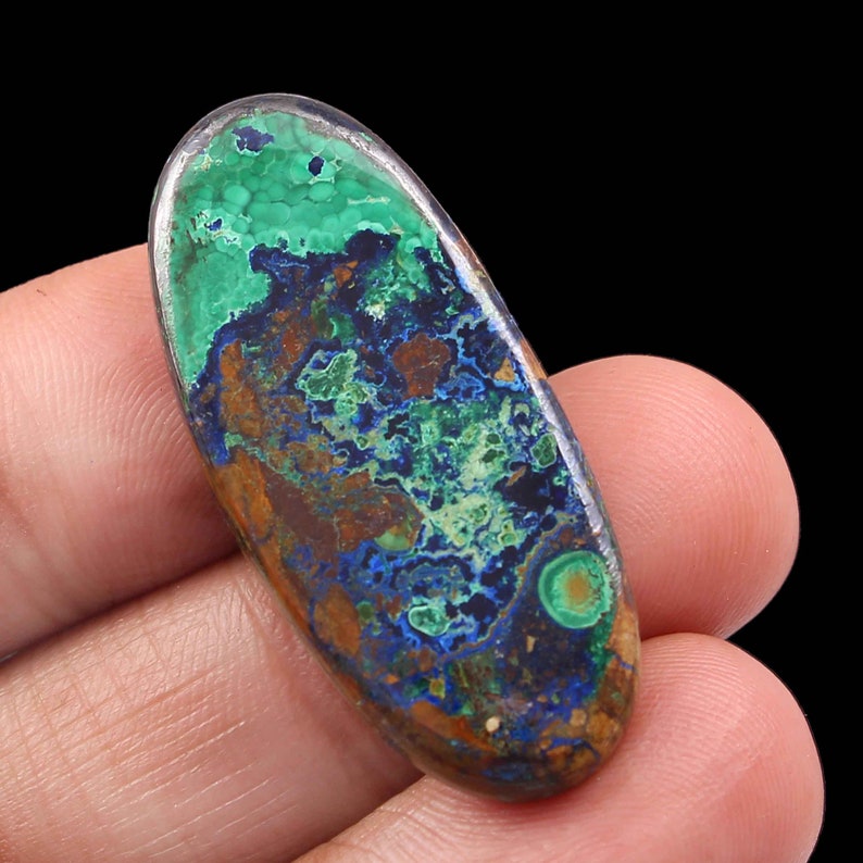 46.20 Cts Natural Azurite Malachite Oval Shape Cabochon Loose Gemstone 40x18x6 MM