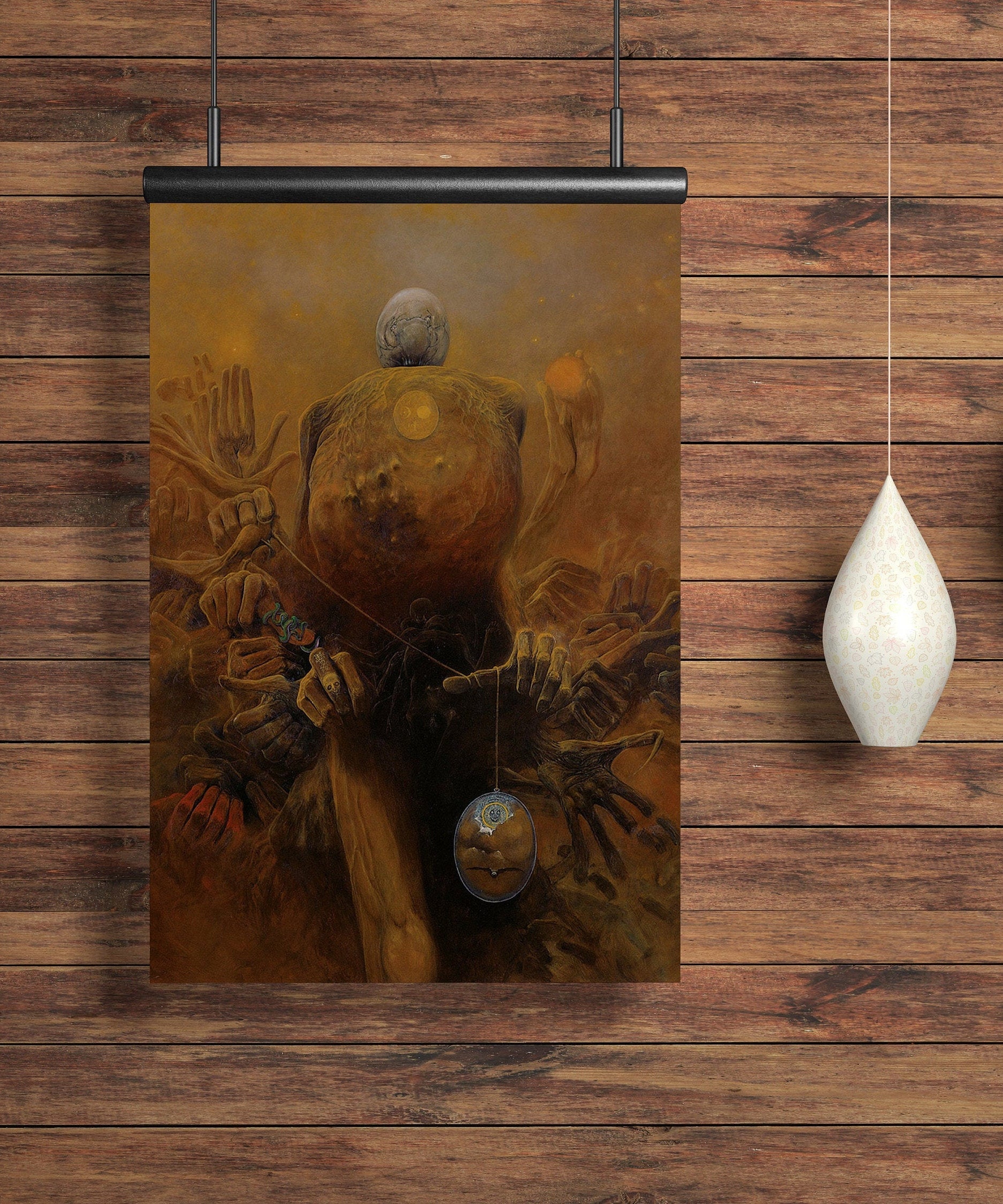 Zdzislaw Beksiński Poster A3, Beksinski art, Surreal painting, Dark Art Print, Horror Painting, Scary painting, Creepy Wall Art, Surreal