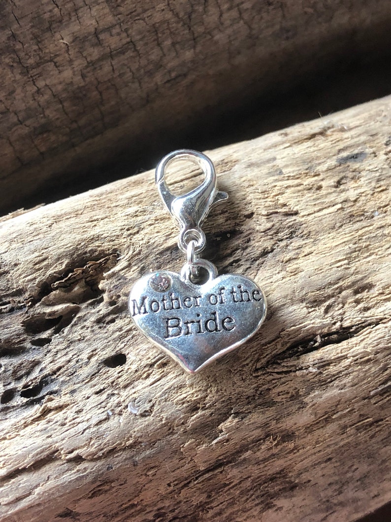 groom,hen party,bridesmaid,mother of the bride,mother of the groom,etc silver heart charm wedding clip on,bride Personlised Wedding charm
