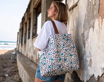 Flower Fabric Bag, Women's Canvas Bag, Large Canvas Bag, Cotton Flower Bag, Tote fabric Bag, Large Fabric Bag, Canvas Tote Bag, Spring Bag