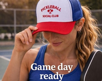 Casquette club de pickleball, casquette de camionneur brodée, casquette tendance, cadeau pour elle, cadeau pour lui, casquette de sport, club social