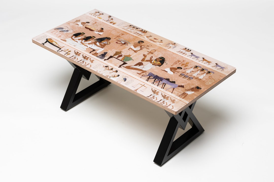 Egypt Epoxy Resin Coffee Table Oak Coffee Table Pop Art Living Room