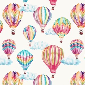 Hot Air Balloons Children's Cotton Curtain Fabric Multi
