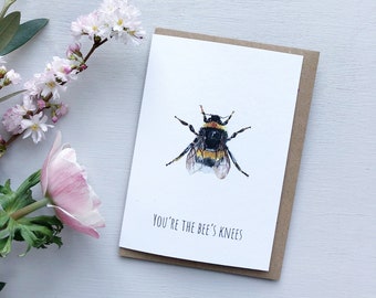 Bumble Bee Watercolour Greetings Card
