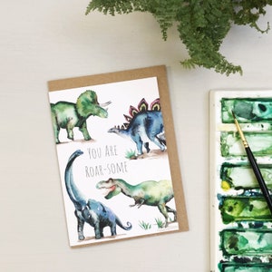 DinosaurUs Roar Hand Geschilderde Groeten Kaart
