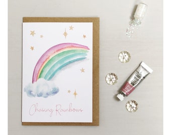 Rainbow watercolour greetings card