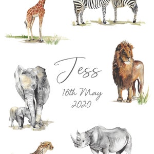 Personalised Safari Animals Nursery Name Print image 3