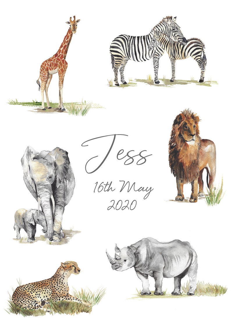 Personalised Safari Animals Nursery Name Print image 3