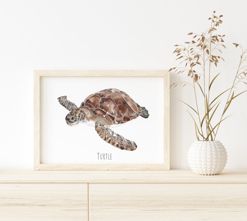 Sea Turtle Personalised Watercolour Fine Art Print image 1