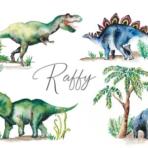 Dinosaurs Personalised Name Print from hand painted watercolour artwork, Picture for child's room, Gift image 4