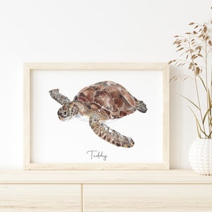 Sea Turtle Personalised Watercolour Fine Art Print image 3