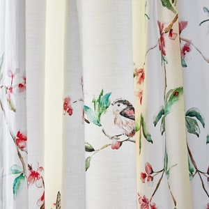 Blossom Birds - Printed Cotton Fabric suitable for curtains, blinds and cushions
