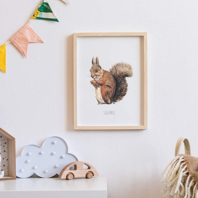 Painted Squirrel Watercolour Art Print image 1