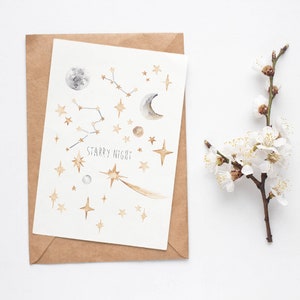 SALE Stars Greetings Card - Gemaakt van handgeschilderd ontwerp