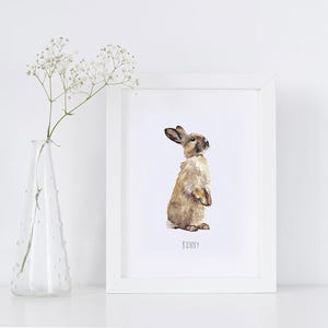 Watercolour Bunny Personalised Art Print