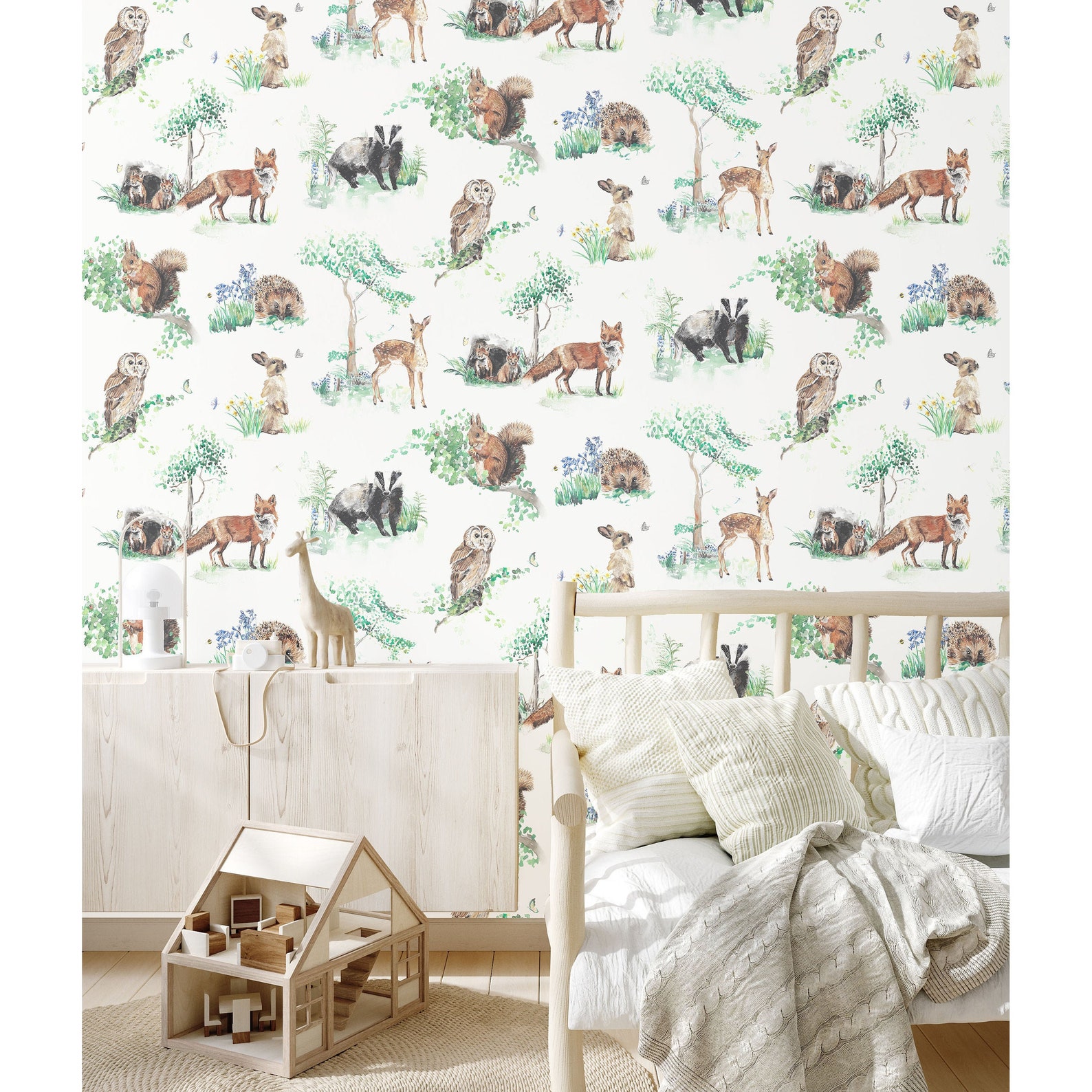 Woodland Animals Children's Wallpaper Etsy UK