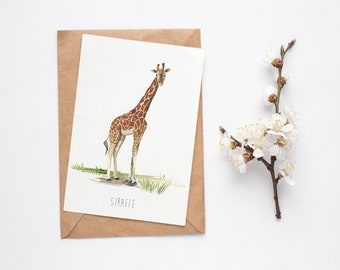 Giraffe Greetings Card - Created from hand-painted design