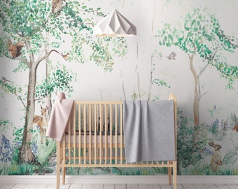 Woodland Animals Children's Mural Wallpaper