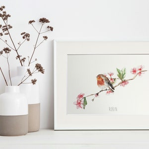 Robin and Blossom Wall Print image 1