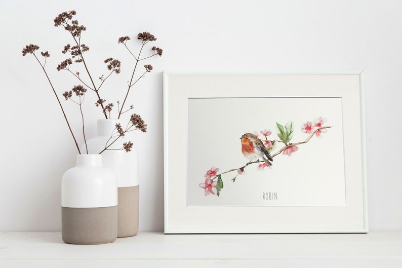 Robin and Blossom Wall Print image 1