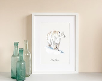 Polar Bear - Personalised Watercolour Fine Art Print