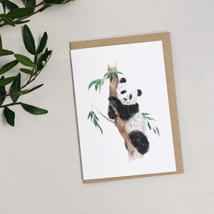 Cartão de felicitações pintado à mão do Urso Panda