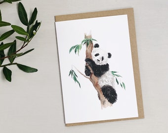 Panda Bear hand painted greetings card
