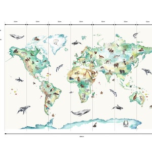 Wildlife World Map Mural Wallpaper For Children image 5