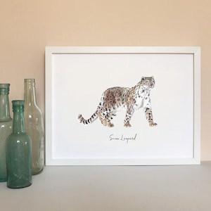 Snow Leopard - Personalised Watercolour Fine Art Print