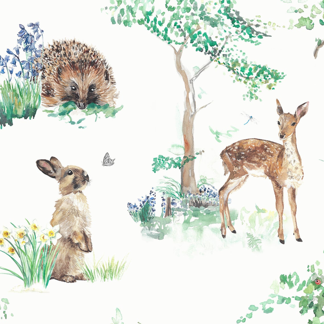 Woodland Animals Children's Wallpaper Etsy UK